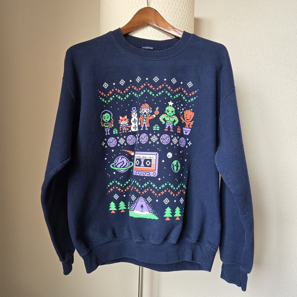 Guardians of the Galaxy Christmas Navy Blue Graphic Sweater